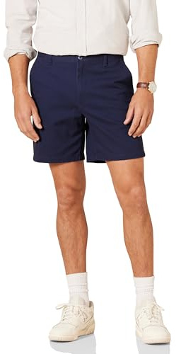 Amazon Essentials Men's 7 Cotton Blend Stretch Chino Shorts, Navy, 34