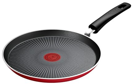 Tefal Daily Expert röd non-stick pannkakspanna, 25 cm, C2893802, fast handtag aluminium, titan non-stick beläggning, Thermo Signal ™-teknik för enklare matlagning, lämplig för alla hällar, ugnssäker