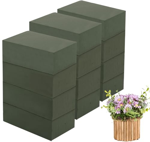 12 unidades de espuma de 23 x 11 x 7,5 cm, espuma rectangular para flores artificiales, musgo para flores, color verde, para manualidades, flores secas para bodas, Pascua