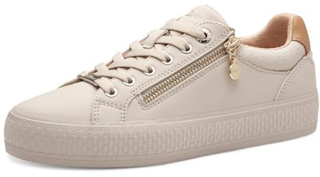 s.Oliver Damen Sneaker flach mit Reißverschluss Freizeit, Beige (Beige), 38 EU