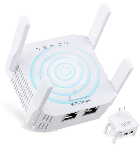 Mapille Repetidor WiFi Potente 1200Mbps, Extensor WiFi Doble Banda 2,4GHz y 5GHz, Amplificador WiFi con 4 Antenas Externas, Cobertura 360° para Casa, Modo Repetidor/Ap/Router
