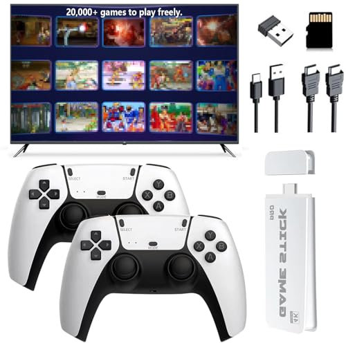 ScriMemo 2025 Upgraded Retro Game Stick Console - Video Game Console with 21,000+ Games, Enhanced Dual 2.4G Wireless Controllers, Plug and Play TV Nostalgia Stick, HDMI Output