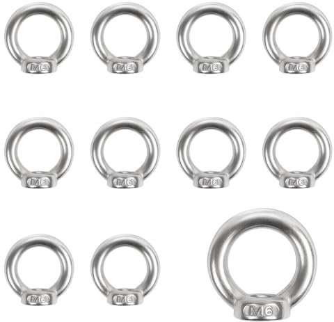 10 tuercas anulares de acero inoxidable 304 M6, tuerca anular/tuerca de ojal de acero inoxidable, amarre y fijación de hardware para ingeniería, barcos, industria (tuerca de ojo, anillo roscado)