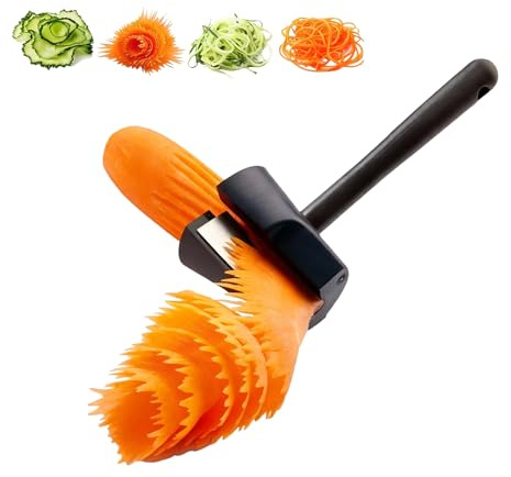 HYMC 1 pcs Carrot Curler and Peeler, Black Carrot Spiral Shred Slicer Root Vegetables Fruits Slicer Sharpener Garnishing Tool