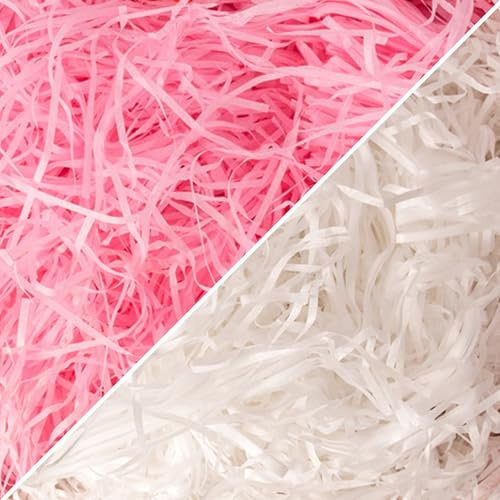 200g de Papier Déchiqueté pour Remplissage Cadeau, 2 Couleurs Fins Rubans de Papier Frisé, Remplissage Décoratif pour Boîtes Cadeaux et Paniers DIY