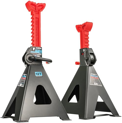 Stix - 2 cavalletti di supporto da 12T con perno di sicurezza - 480-750 mm - Regolabile in altezza su 13 livelli - Supporto per autocarro e camion per officina
