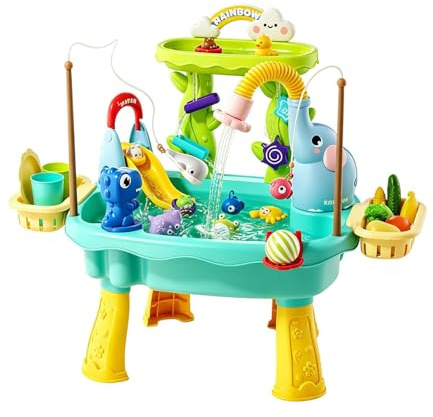 Générique Tavolo ad acqua, gioco da pesca, design elefante, giocattoli estivi, tavolo da sabbia e acqua per giovani, ideale per giardino, spiaggia, , asilo, estate, patio, campeggio, interni