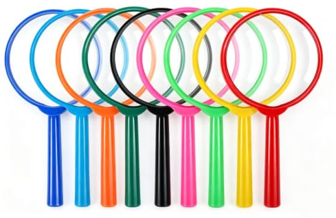 9 Pcs Handheld Magnifying Glasses Set, 5X Colorful Mini Magnifying Glass