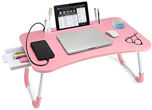 Slendor laptop skrivbord laptop sängstativ hopfällbart laptopbord hopfällbart frukostbricka bärbart knästående skrivbord läs- och skrivhållare med låda för säng soffa golv