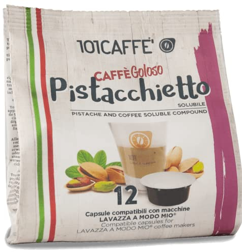 101CAFFE' Pistacchietto | Confezione da 12 capsule compatibili con macchine Lavazza A Modo Mio