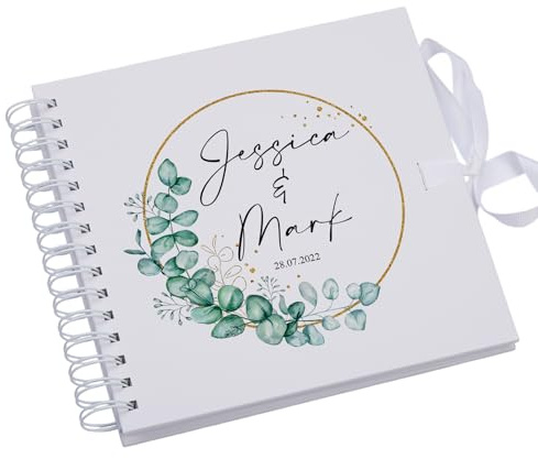 Personalised Wedding Guest Book Scrapbook | Eucalyptus Wreath Design