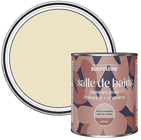 Rust-Oleum Cream Moisture Resistant Bathroom Wood and Cabinet Paint in Satin Finish - Featherstone 750ml