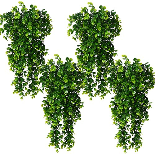 Toprooms 4 Pcs Artificial Hanging Plants, 2.5 Ft Faux Eucalyptus Greenery