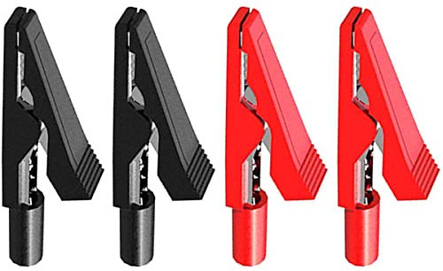 Greluma 4 PCS Pinzas de cocodrilo aisladas, pinzas de cocodrilo eléctricas para sondas de prueba de 2mm y conectores banana