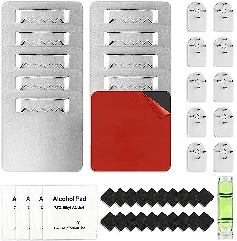 mizikuu Lot de 10 Supports pour Photos et Miroirs, Support Mural Autocollant Fixations pour Cadres Sans Percer Fixation Miroir Attaches Adhésives pour Photo en Aluminium Dibond et Verre Acrylique