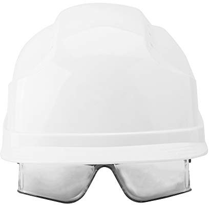 SYH&AQYE Casque de Sécurité, Casque à Visière, Casque de Sécurité avec Visière Et Protection des Oreilles Casque de Travail ABS Ventilé Léger Réglable pour la Construction Industrielle(Blanc)