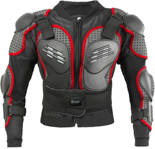 Reomoto Kids Motorcycle Jacket Dirt Bike Gear, Chest Back Protector for Motor Bike, Children Motorcycle Full Body Armor Jacket for Cycling MTB ATV Skate Skii