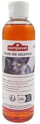 Compavet Huile de Saumon 200 ML - pour Chiens et Chats - Source d'Oméga 3 - Beauté du Pelage - Brillance des Poils - Santé de la Peau - Confort Cardio-vasculaire - Développé en France