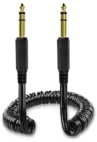 MEIRIYFA 6.35mm Guitare Cable, 6.35mm (1/4 ) trs mâle à mâle câble audio stéréo spirale guitare instrument câble pour Haut - parleurs, mixeurs, microphones, etc (M-M)