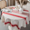 Mausouca Vintage Französische Rot Gestreifte Tischdecke - Baumwoll-Leinen, Waschbar, Wiederverwendbar für Küche, Esszimmer, Bauernhaus, Tischdekoration (Rund, 150)