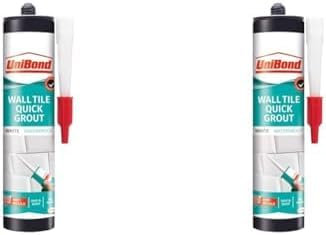 UniBond Ultra Force Wall Tile Grout - Easy Apply, Waterproof, White, 460g Cartridge (Pack of 2)
