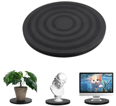 Drehteller 360° drehbar, 20cm Schwarz, Drehplattform mit Stahlkugellagern aus Kunststoff – Rundbasis für Pflanzen, Bonsai, TV, Monitor, Lautsprecher, Handwerk, Laptop