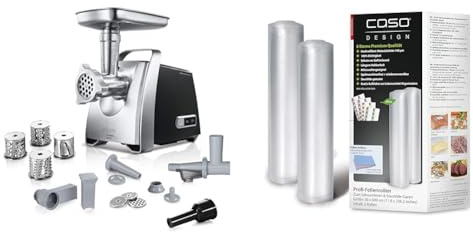 Bosch Fleischwolf ProPower MFW68660, elektrisch, Wurstaufsatz & CASO Profi- Folienrollen 30x600 cm/2 Rollen