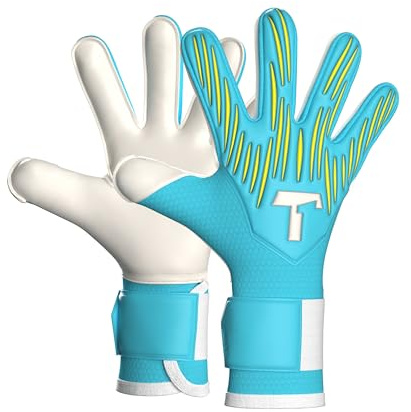 T1TAN Rebel 2.0 Sky Blue Junior - Guantes de Portero para niños - Guantes de fútbol para porteros - sin protección para los Dedos - Talla 6