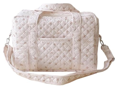 HiTotes Bolsa de lona acolchada para mujer, bolsa de viaje floral, bolsa de fin de semana, bolsa de pañales de algodón, bolsa de enfermera estética, 02-flor, 33cm