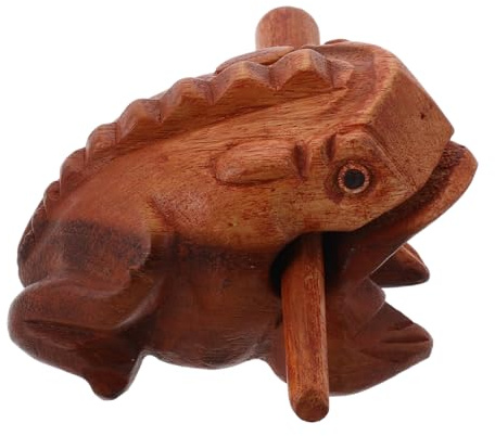 SWOOMEY Wooden Frog Croaking Tube Animal Instrument Shelf Decor Frog Sound Maker Percussion Instrument for Desk Figurines