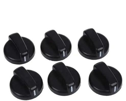 LCKKJHG Gas-Kochknopf 6 Stück Küchen-Bedienknöpfe aus schwarzem Kunststoff for Gasherde und Herde FüR BacköFen, Gasherd, Herde