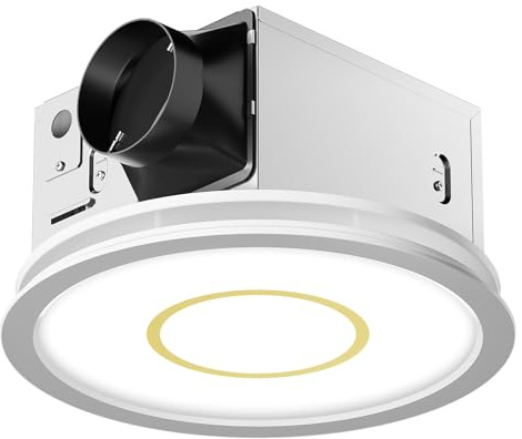 Fitop Bathroom Exhaust Fan with Light, 130 CFM 47W Ceiling Mount Shower Ventilation Exhaust Fan, 1.5 Sones Bathroom Vent Fan with Light, 1100LM LED Light 3000K/4000K/5000K (Gold)