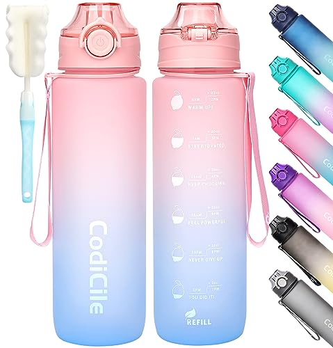 Gobravio Sports Water Bottle 1L Drinks Bottle BPA Free Water Bottle with Lock Cover & Leak Proof,for Gym, School,Cycling,Outdoor,Sports,Fitness& Office