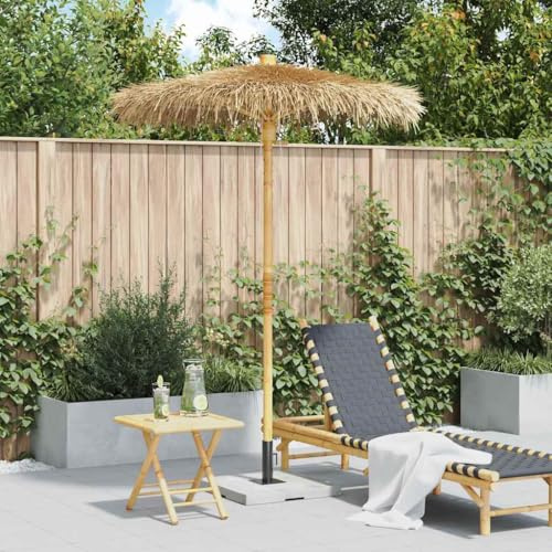 Parasol Tiki en Bambou, Toit en Feuille de Bananier 150 cm, Parasol de Jardin Extérieur Résistant au Vent, Style Hawaïen, Parasol Terrasse et Plage, pour Piscine et Parasol Balcon, Naturel