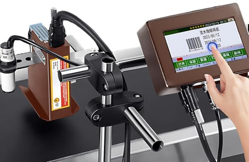 Industriell Bläckstråleskrivare Med Pekskärm, Märkmaskin För Tillverkningsdatum Utgångsdatum Batchnummer Qr Kod Streckkod Och Produktidentifiering(25.4mm Height)