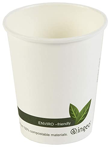 Compostable Hot Drink Cups 8oz / 230ml - Set of 50 - Biodegradable Takeaway Coffee Cups
