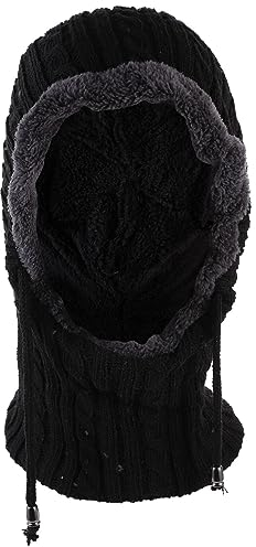 BESPORTBLE Winter warme Mütze Nackenwärmer Ski Schnee Kapuzenschal Mütze gestrickte verdickte Mützen für Frauen Männer (schwarz)