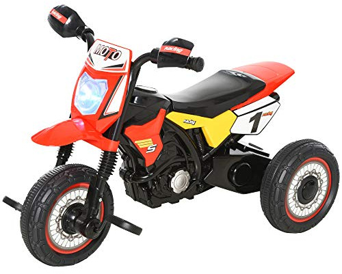 HOMCOM Trike for Kids, Toddler Pedal Motorcycle, Kids Ride On Tricycle Early Learning w/Music Lights Handlebar Stickers Exercise Boys Girls Gift for 18-36 Months Red
