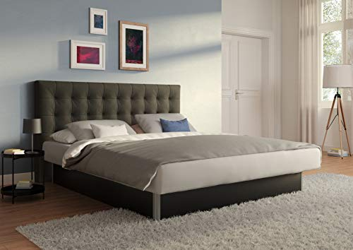 SuMa - Wasser Bett 180x220 dual freistehend m. Sockel schwarz und Kopfteil Nuevo, Farbe anthrazit 180x220 cm