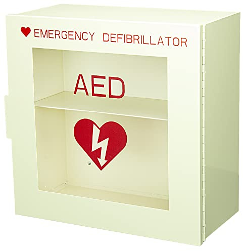 Levida AED Cabinet Wall Mount - Steel AED Defibrillator Storage Case with Clear Window Fits Univeral AEDs - First Aid Defibrillator Cabinet for Schools, Offices, Public Places (14.1 x 7 x 13.75)