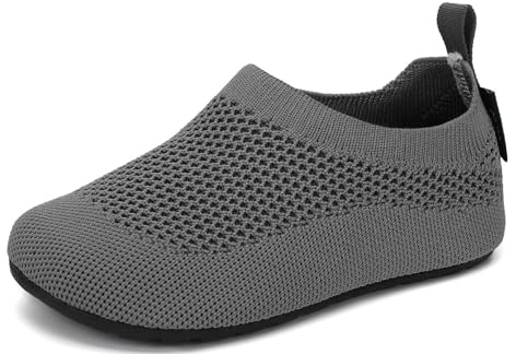SAGUARO Zapatillas de Estar por Casa Zapatillas de Niños Niñas Antideslizantes Calcetines Zapatillas de Punto Interior Exterior Pantuflas Infantiles, Gris Humo, 22/23 EU