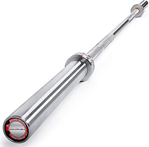 Iron Crush Olympic Barbell - Multifunction 7-Foot Weight Bar for Weightlifting, Powerlifting, CrossFit Training - No. 45 Steel, Chrome Finish - 750 lbs Max Load Capacity - Home Gym Fitness Equipment