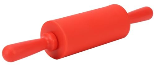 Mattarello, mattarello in silicone antiaderente da 9 pollici Mini mattarello Rullo per pasta in silicone Piccolo mattarello per bambini Cottura al forno(Rosso)