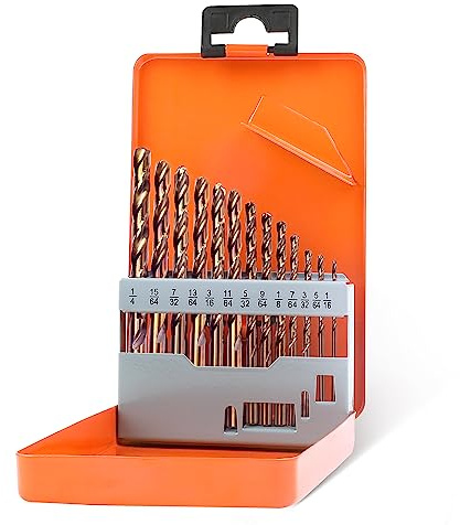 KENDO M35 Cobalt Drill Bit Set for Metal, 13PCS 1/16-1/4 Inch