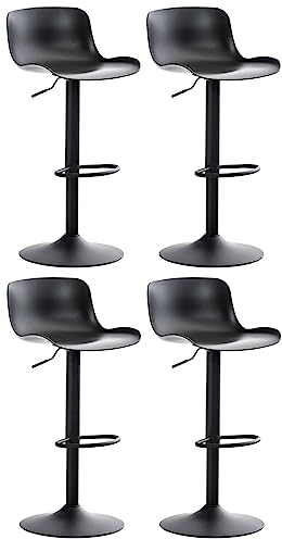CLP 4er Set Barhocker Almada Mit Kunststoffsitz I Höhenverstellbarer Tresenstuhl Mit Lehne I Thekenhocker Mit Trompetenfuß, Farbe:schwarz