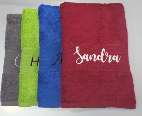 BotoHome Personalisiertes Handtuch Weinrot 70x140 cm 100% Baumwolle mit Name Bestickt Oeko-TEX Qualität 500 g/m² Geschenkidee für jeden Anlass (Weinrot, 70 x 140 cm)