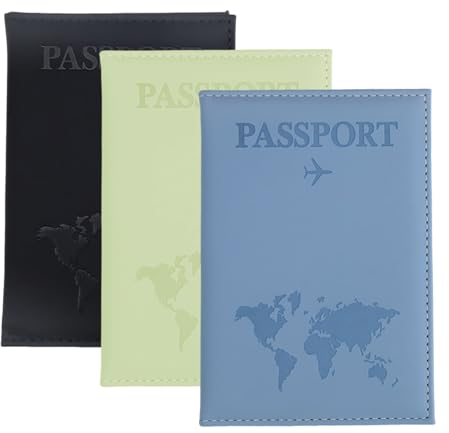 HASLED 3 Stücke Reisepasshülle, Reisepass Tasche, PU Leder Passport Holder, Reisezubehör für Männer und Frauen zur Aufbewahrung von Pässen und Kreditkarten