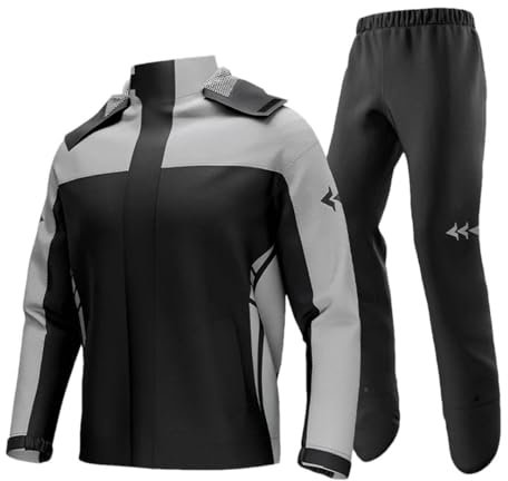 Ornrjfll Wasserdichter Motorrad-Regenmantel für Herren, Outdoor-Overall, Oxford-Regenmantel, Jacke, Fahrradponcho, grau, XX-Large