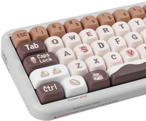 Coffee Keycaps, MOA Profile Keycap, Cute Keycaps 136 Keys PBT DYE-SYB Custom Keycap Set for Mx Cherry Mechanical Keyboard 60 75 100 percent(Brown)