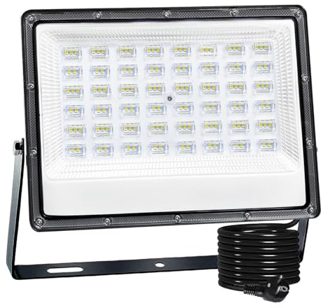 CREATESTAR Focos LED Exterior 100W, Proyector LED Exterior, foco exterior de 10000LM Floodlight, IP66 Impermeable foco blanco frío de 6500K, luz de inundación para almacén, jardín, patio